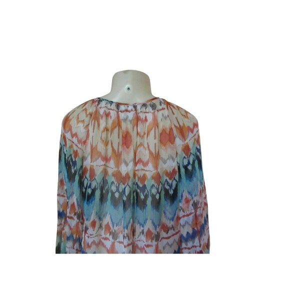 Sundance 100% Silk Green/Orange Blouse With Buttons Size L - Picture 5 of 7